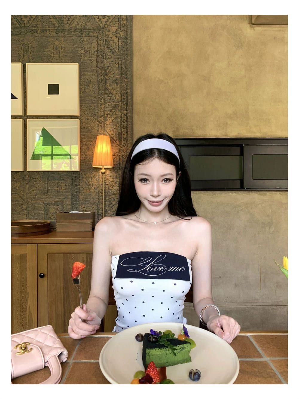 섹시함 도트 무늬 알파벳 프린트 배색 튜브탑 조끼 여성 여름 벨트 가슴 패드 몸매 가꾸기 슬림해 보이는 핫걸 바람 맨위 트렌디 상세 이미지 13