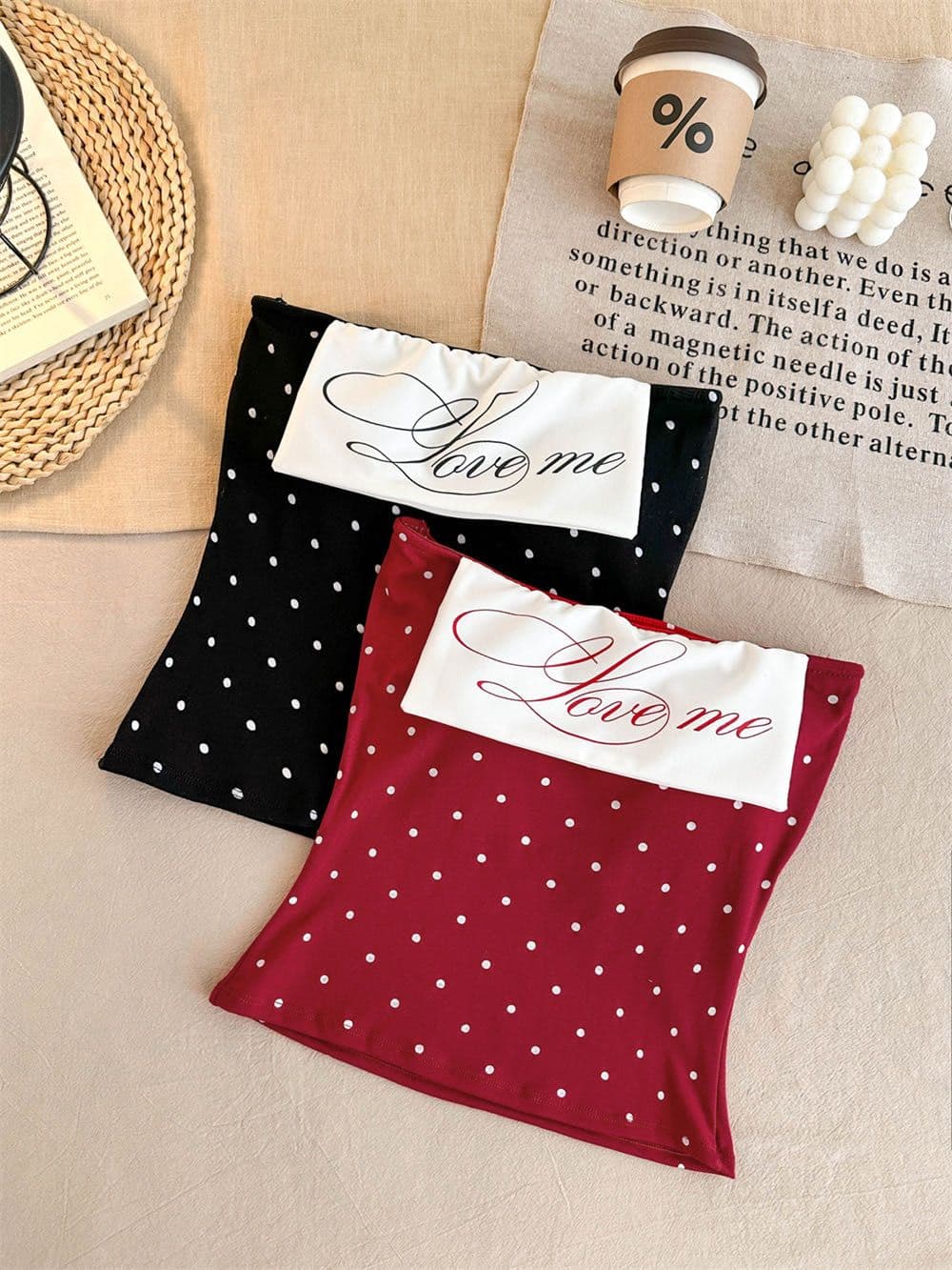 섹시함 도트 무늬 알파벳 프린트 배색 튜브탑 조끼 여성 여름 벨트 가슴 패드 몸매 가꾸기 슬림해 보이는 핫걸 바람 맨위 트렌디 상세 이미지 32