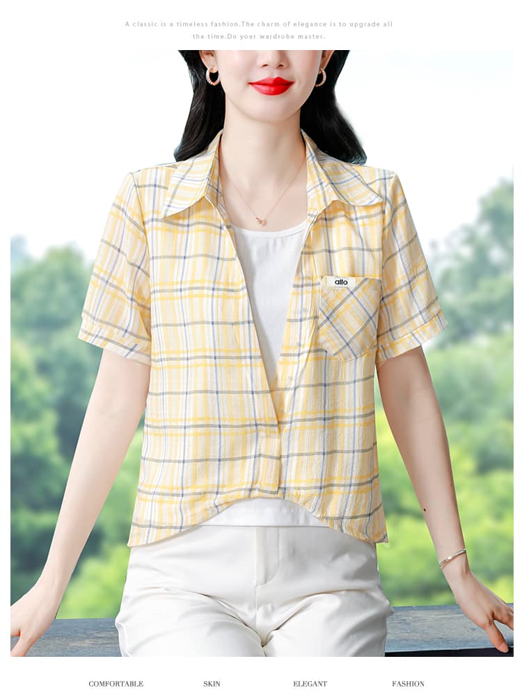 패션 외국 가스 연령 감소 패치워크 페이크 레이어드 여성 셔츠 여름 새로운 루즈핏 반팔 표지 배 맨위 상세 이미지 14