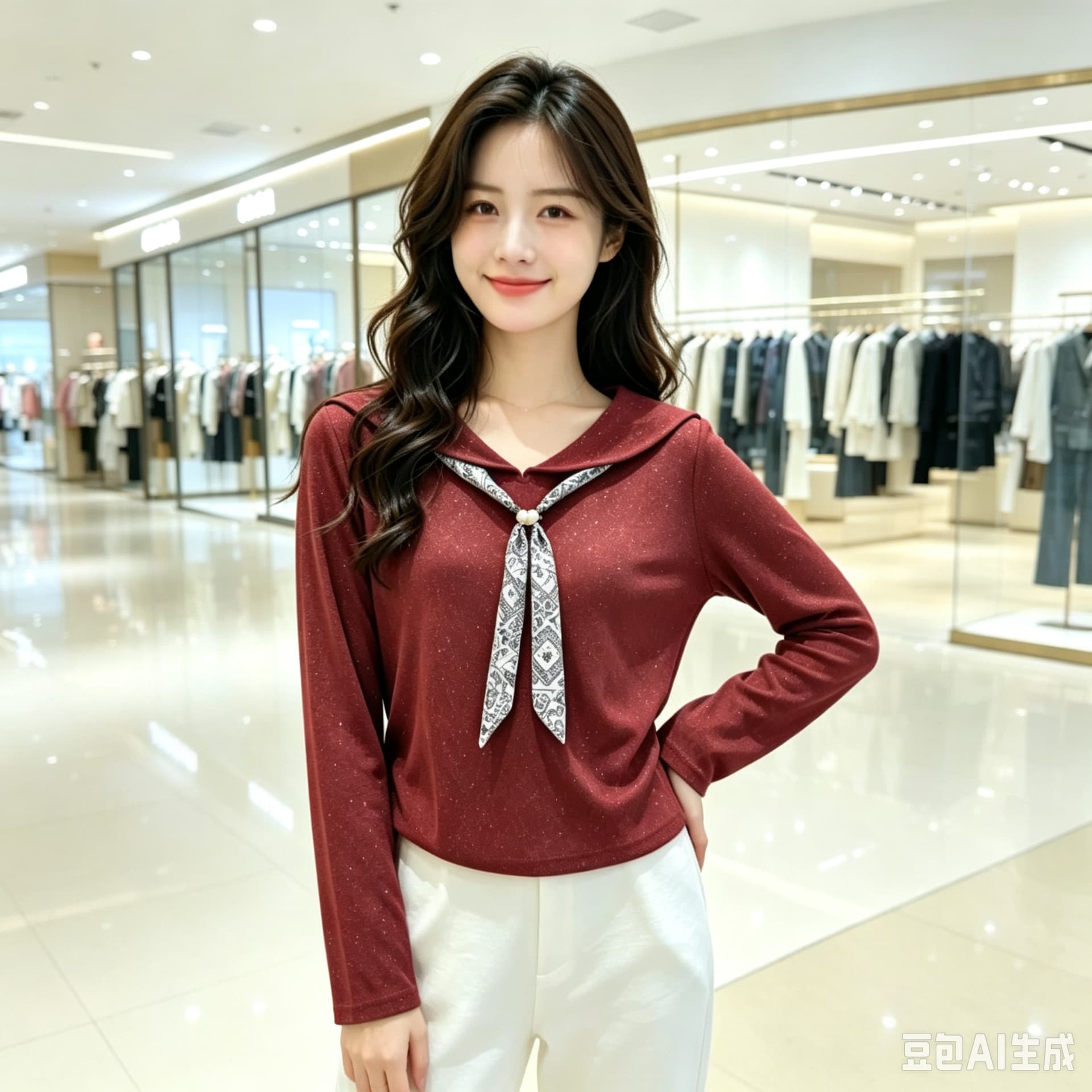 품격 스카프 칼라 니트 맨위 여성 가을 새로운 다용도 슬림해 보이는 출퇴근 기타 색상 작은 셔츠 긴팔 기본 셔츠