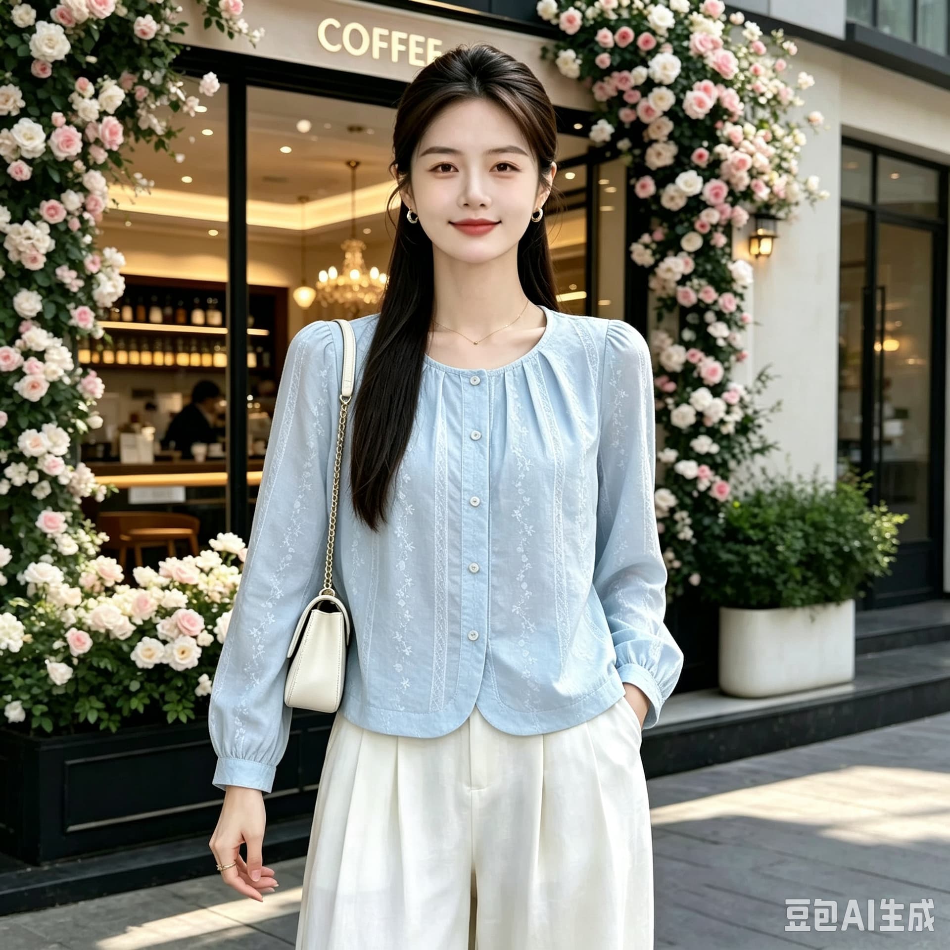 프랑스식 부드러운 바람 자수 셔츠 여성 의류 쇼트 스타일 오픈 가디건 봄 가을 새로운 다용도 품격 맨위 긴팔 작은 셔츠 이미지 2