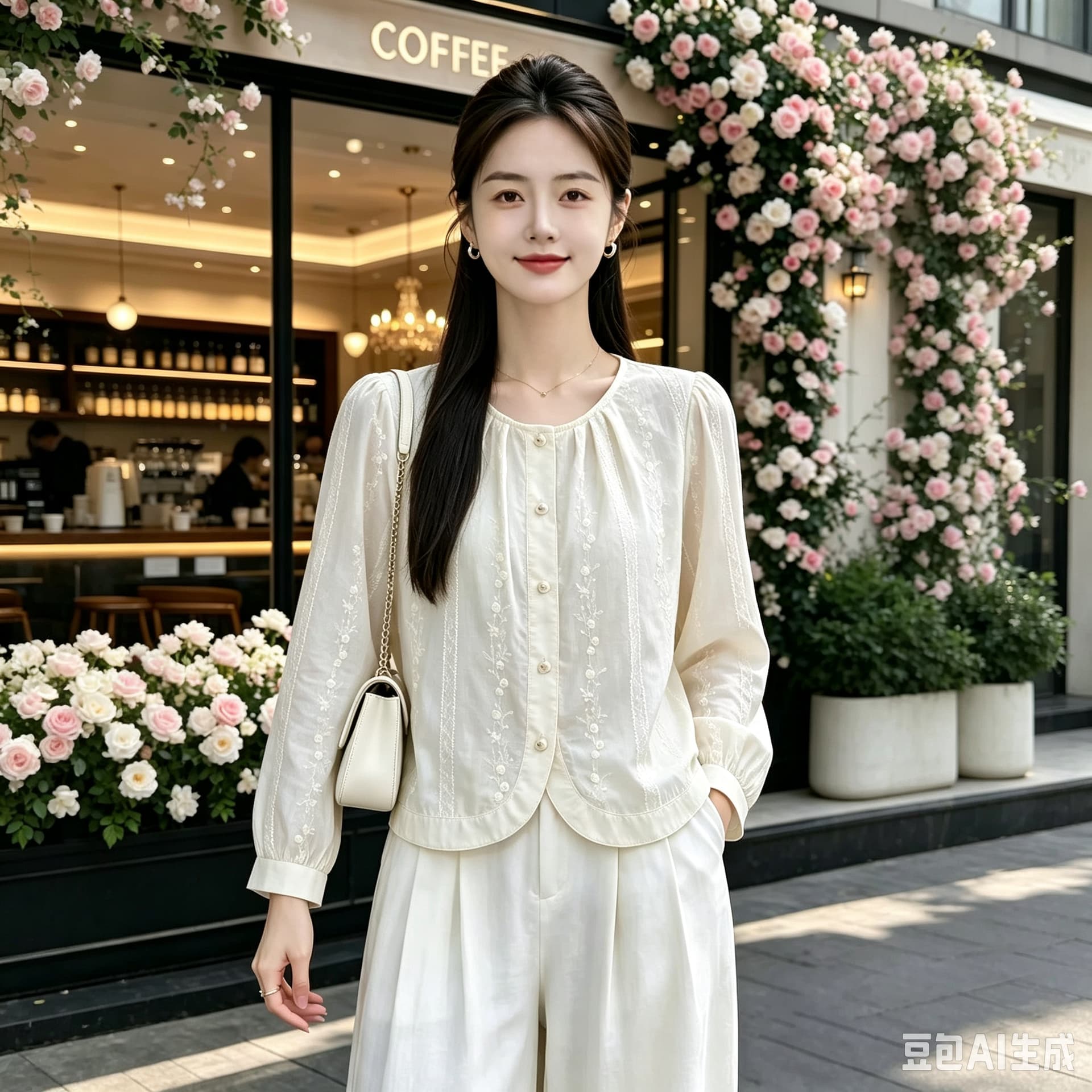 프랑스식 부드러운 바람 자수 셔츠 여성 의류 쇼트 스타일 오픈 가디건 봄 가을 새로운 다용도 품격 맨위 긴팔 작은 셔츠 이미지 5