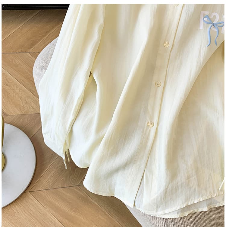 실사 봄 여름 새로운 바 아민 밝은색 POLO 칼라 여성 셔츠 루즈핏 캐주얼 오픈 가디건 한 부서 chic 맨위 상세 이미지 17