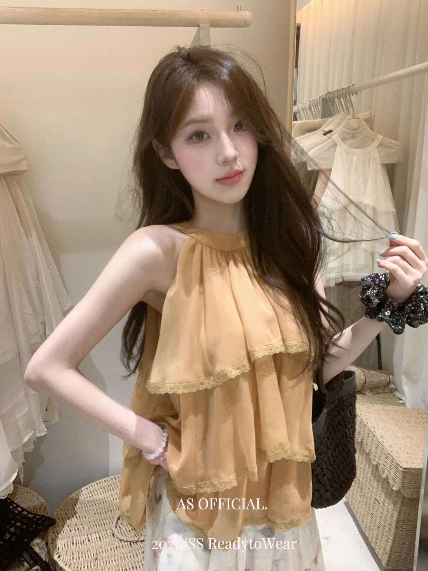 프랑스식 프릴 케이크 행침 목 슬림해 보이는 조끼 여성 여름 26 년 새로운 다용도 편안함 연령 감소 캐주얼 맨위 상세 이미지 3