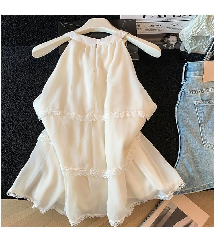한 부서 휴가 바람 행침 목 조끼 여성 여름 품격 민소매 맨위 부드러운 바람 다용도 레이어링 디자인 조끼 상세 이미지 8