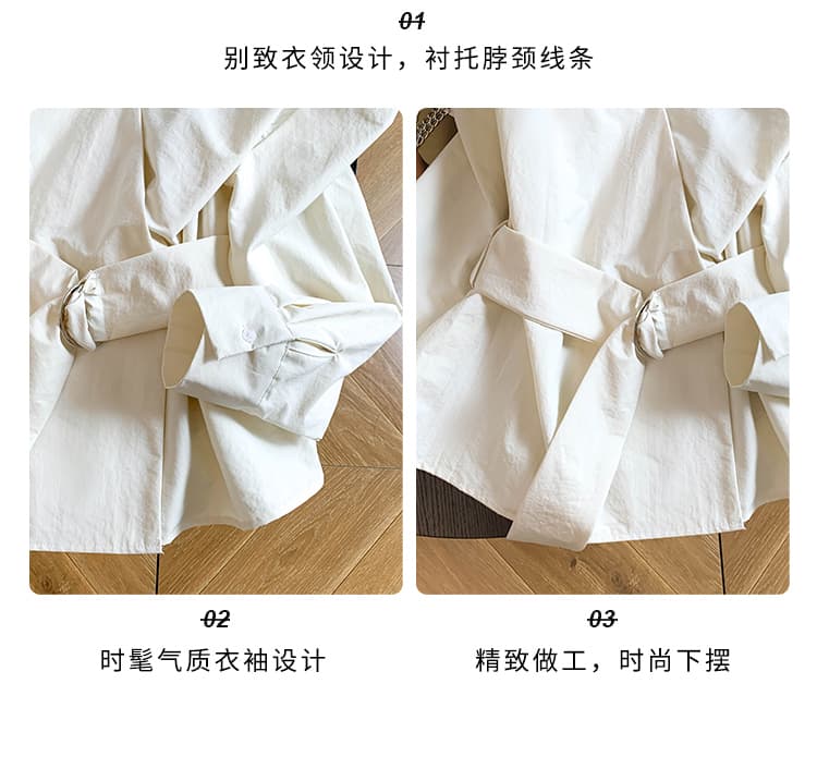 실사 레이스업 허리 수축 디자인 센스 V넥 긴팔 여성 셔츠 가을 품격 슬림해 보이는 셔츠 외출용 맨위 상세 이미지 5