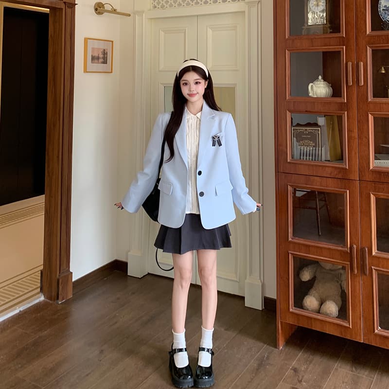 2026 가을 겨울 통통한 여동생 한 부서 지우기 여고생 착용 가져 가라. 나만의 것을 가져와 라. 한국 드라마 여성 주님 학원 스타일 블레이저 이미지 2