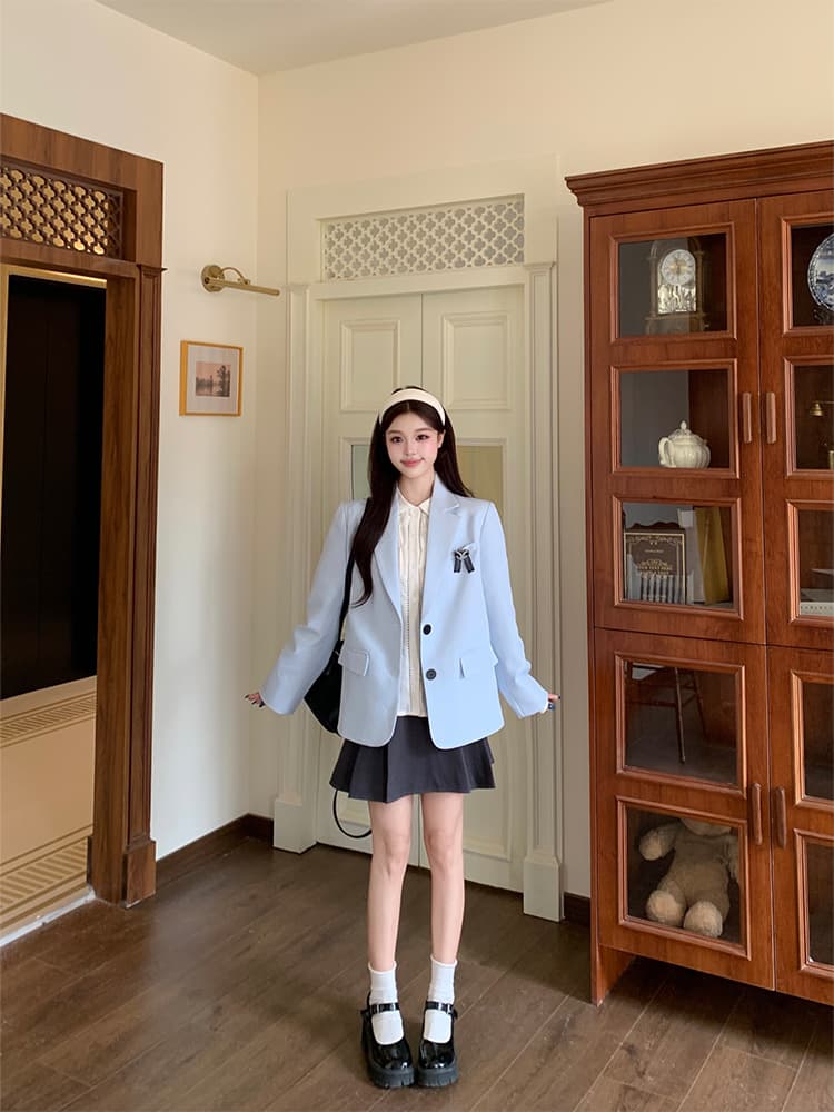2026 가을 겨울 통통한 여동생 한 부서 지우기 여고생 착용 가져 가라. 나만의 것을 가져와 라. 한국 드라마 여성 주님 학원 스타일 블레이저 상세 이미지 8