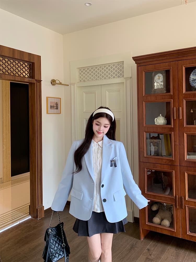 2026 가을 겨울 통통한 여동생 한 부서 지우기 여고생 착용 가져 가라. 나만의 것을 가져와 라. 한국 드라마 여성 주님 학원 스타일 블레이저 상세 이미지 12