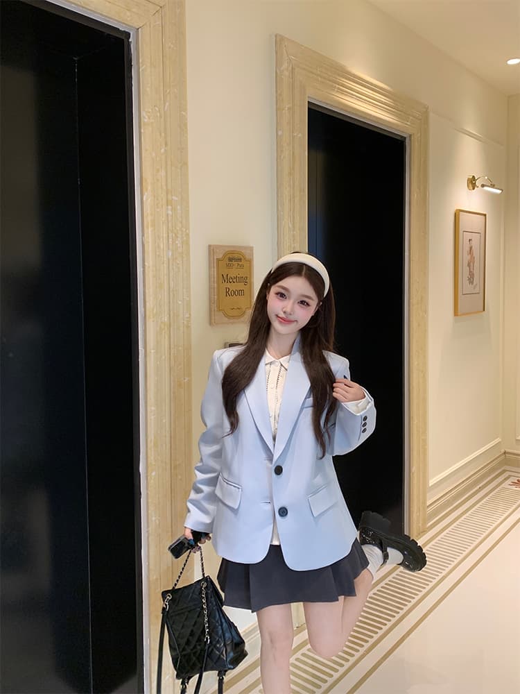 2026 가을 겨울 통통한 여동생 한 부서 지우기 여고생 착용 가져 가라. 나만의 것을 가져와 라. 한국 드라마 여성 주님 학원 스타일 블레이저 상세 이미지 18