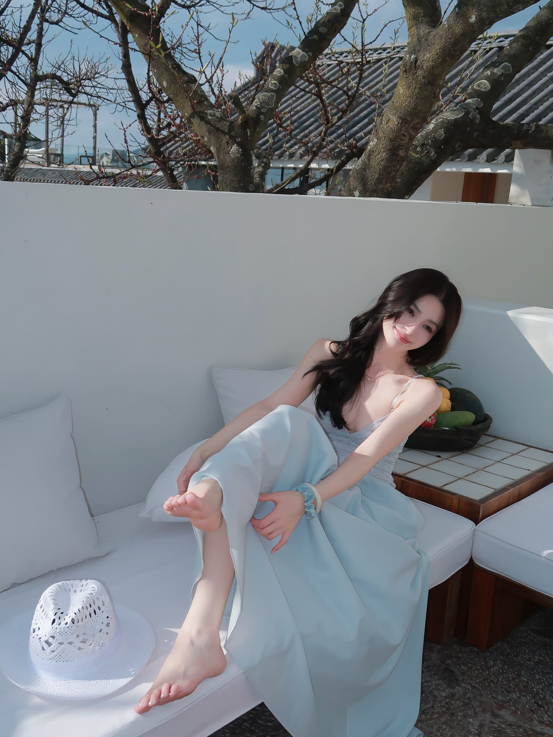 lienni2026 봄 여름 새로운 품격 허리 수축 슬림해 보이는 세트 염색 패치워크 레이스 롱 코트 슬립 여성 드레스 상세 이미지 7
