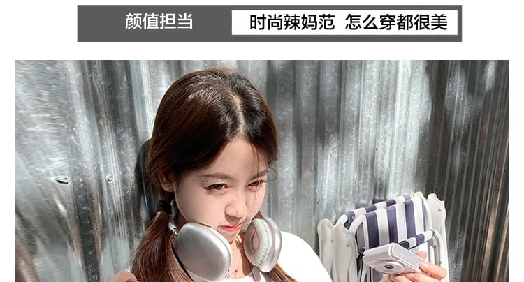 여름 지금 한국 스타일 루즈핏 무거운 작업 수건 자수 연령 감소 순면 티셔츠 운동 반신 스커트 트렌디 엄마 세트 상세 이미지 4