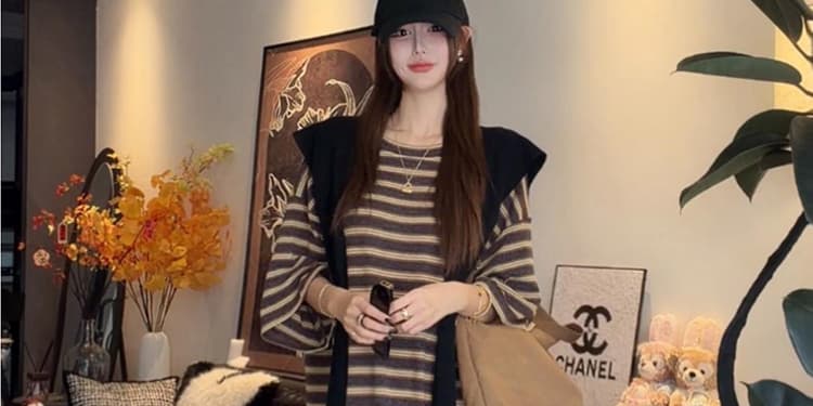 여름 지금 한국 스타일 루즈핏 익스트림 제인 슬림해 보이는 표지 배 느긋한 센스 스트라이프 임신 엄마 편안함 드레스 벨트 숄 상세 이미지 25