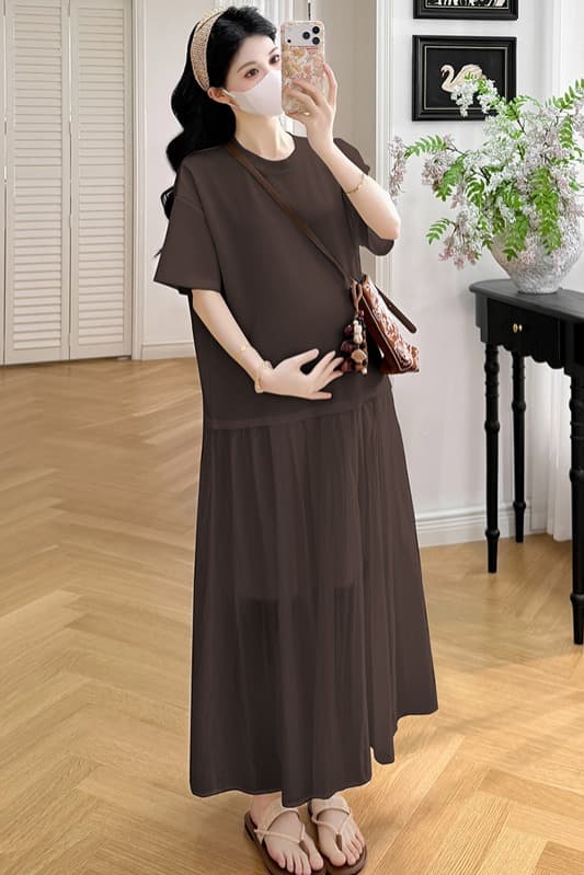 실사 지금 한 부서 루즈핏 느긋한 바람 패치워크 라이 경기 서울 임신 엄마 고급 센스 드레스 이미지 7