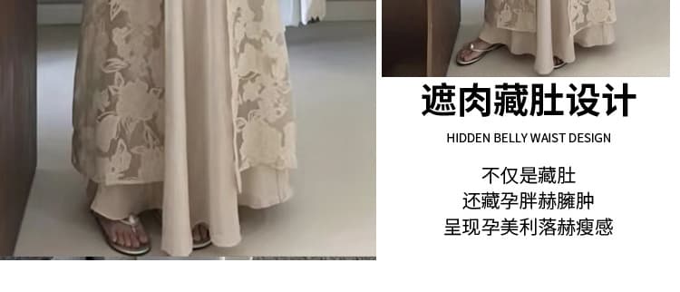 여름 새로운 무거운 작업 프랑스식 자카드 조끼 블라우스 미니멀리즘 슬립 드레스 임신 엄마 품격 세트 상세 이미지 13