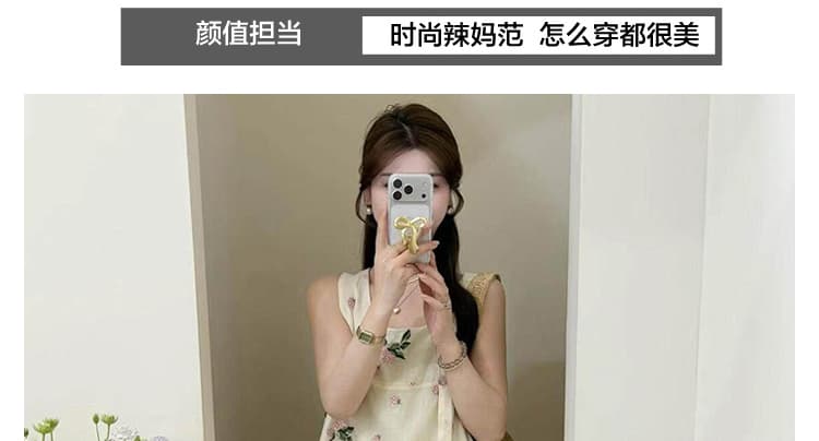 여름 새로운 무거운 작업 프랑스식 자수 딸기 조끼 맨위 넓은 다리 캐주얼 바지 트렌디 엄마 투피스 슈트 상세 이미지 4