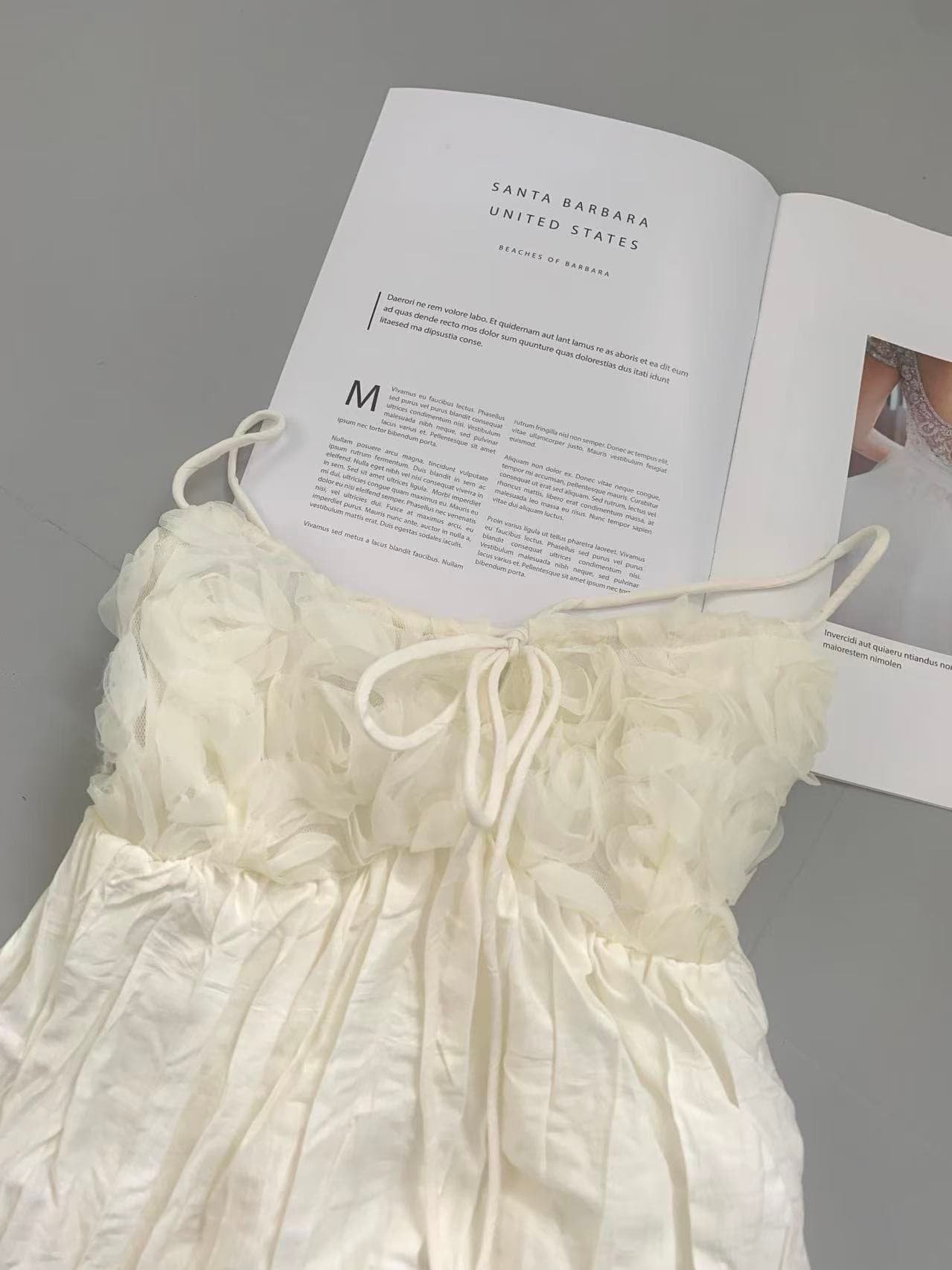 순수한 욕망 섹시함 3 차원 꽃 주름 슬립 여성 드레스 여름 루즈핏 슬림해 보이는 한 마디 치마 품격 미니 스커트 상세 이미지 6