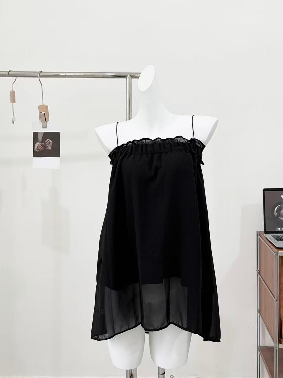 순수한 욕망 레오파드 무늬 레트로 섹시함 프린트 캐미솔 여름 새로운 보트넥 루즈핏 슬림해 보이는 백리스 맨위 이미지 2