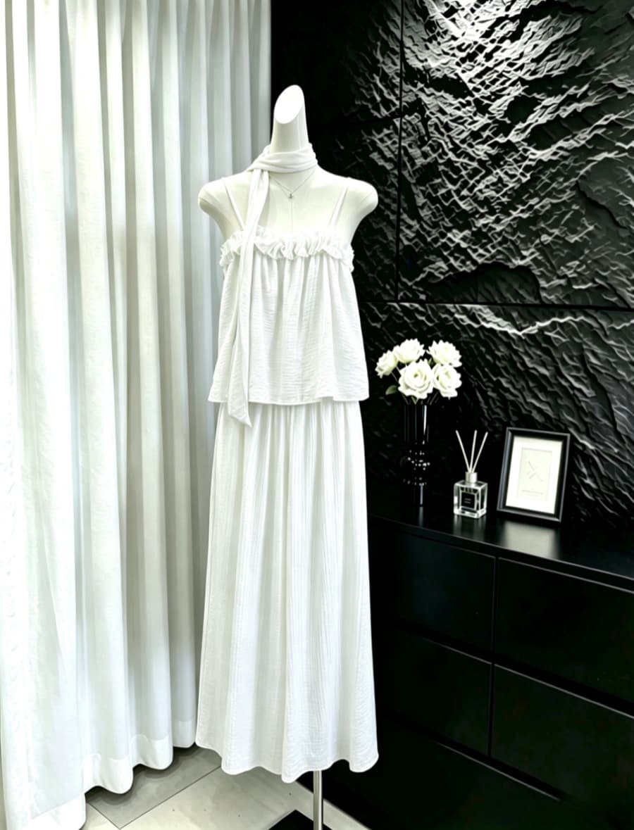 실사 4 가지 색상 프랑스식 고유 한 아름다운 고급 느슨함 센스 슬립 맨위 캐주얼 와이드 레그 팬츠 투피스 슈트 여성 상세 이미지 8