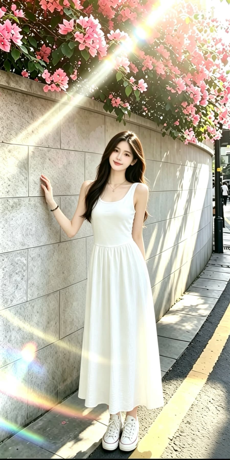 2026 품격 미니멀리즘 흑인과 백인 색상 슬립 드레스 여름 새로운 여성 패치워크 허리 수축 슬림해 보이는 한 마디 롱 스커트 상세 이미지 7