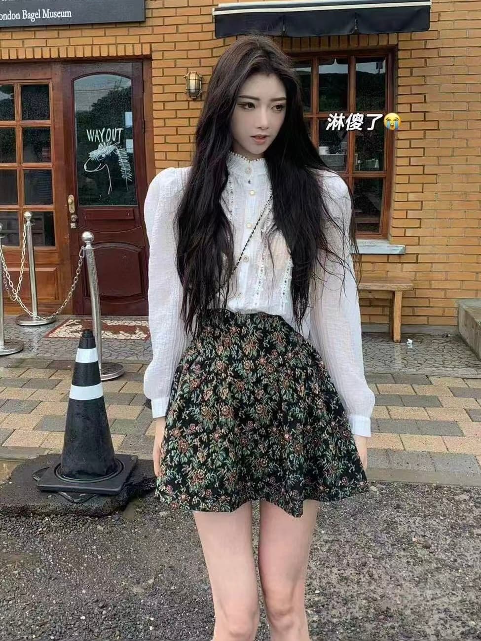 새로운 무거운 작업 레이스 홀로우 아웃 단추 셔츠 하이웨이스트 꽃 프린트 반바지 벨트 3 세트 이미지 4