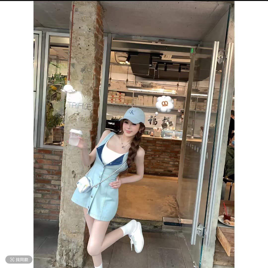 항목 백조 er 데님 슬립 여성 드레스 2026 여름 새로운 한 부서 한 마디 미니 스커트 순수한 욕망 허리 수축 치마 상세 이미지 15