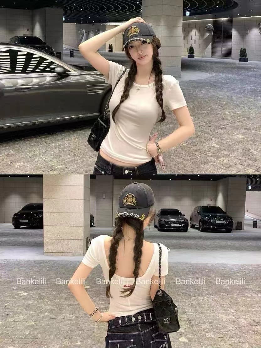 밤나무 코코아 bankelili 주간 실크 아이스 티 tee 식초 섬유 뽕나무 누에 실크 63 주간 실크 허리 수축 긍정적 인 어깨 티셔츠 여성 상세 이미지 10