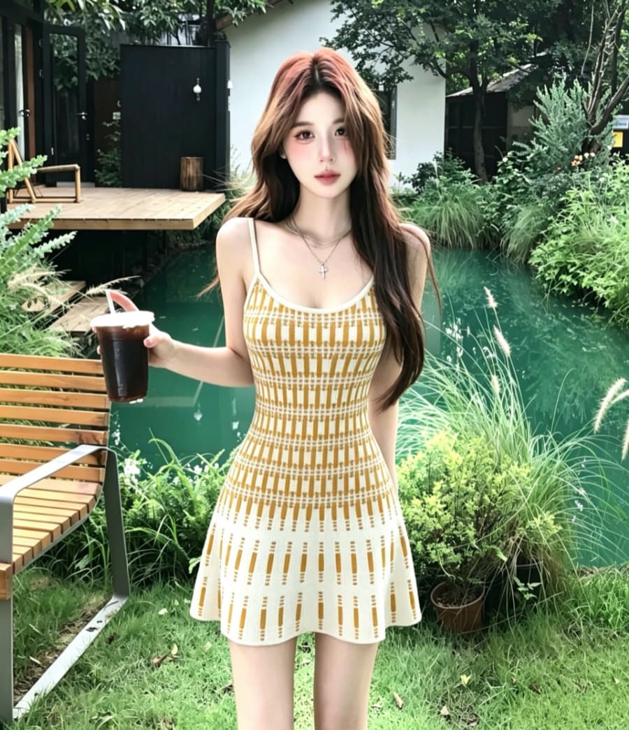 실사 먼지 덩 덩 프랑스식 슬립 여성 드레스 2026 여름 새로운 니트 A라인 스커트 품격 튜브탑 치마 상세 이미지 5