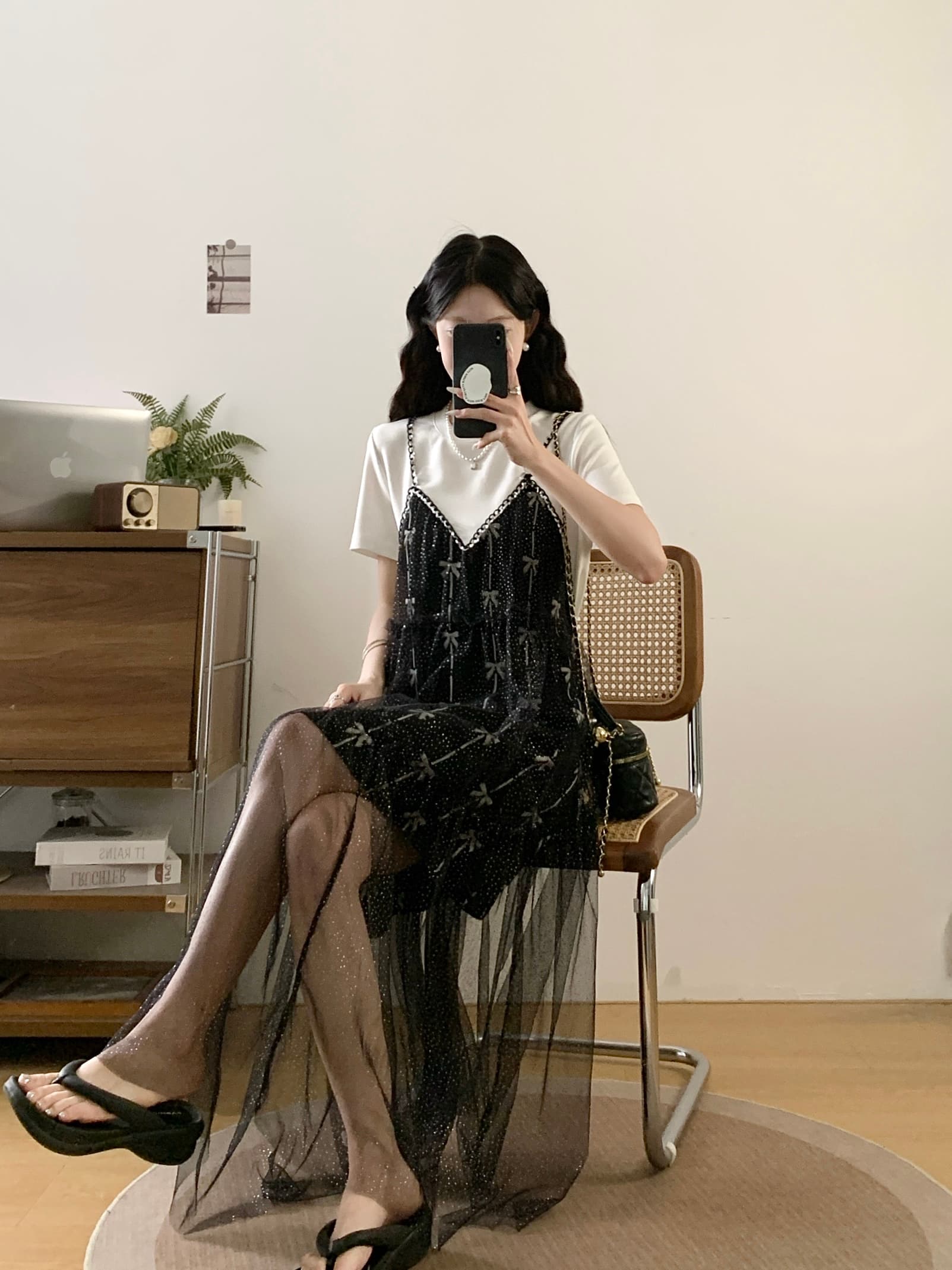 실사 빅 사이즈 여성 의류 2026 여름 새로운 프랑스식 빛 럭셔리 품격 패치워크 페이크 레이어드 허리 수축 슬림해 보이는 드레스 상세 이미지 12