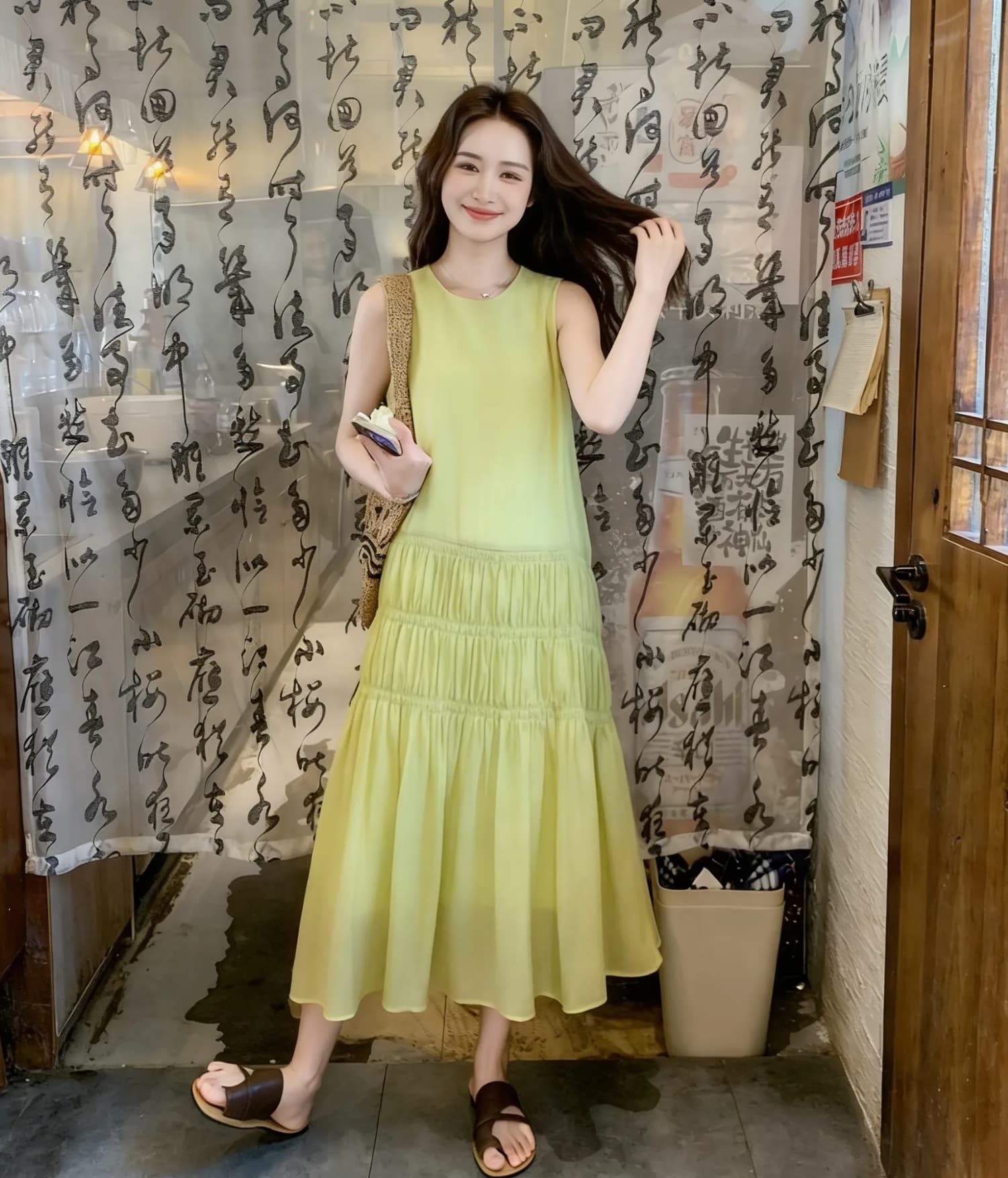 프랑스식 낭만주의 휴가 바람 핀치 Pleat 캐주얼 여성 드레스 2026 여름 새로운 품격 패션 연령 감소 조끼 스커트 상세 이미지 5