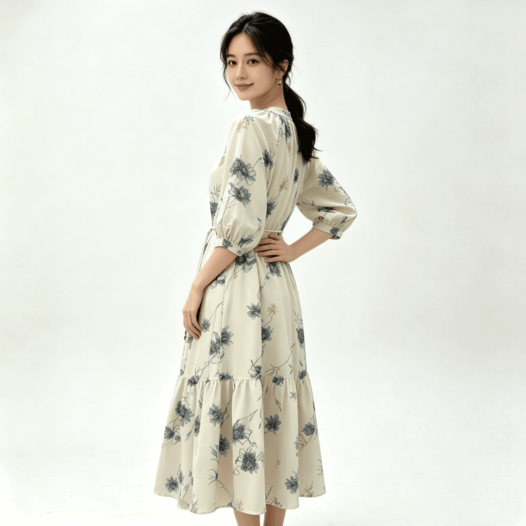 수묵화 헤일로 염색 레이스업 여성 드레스 품격 2026 여름 새로운 낭만주의 휴가 바람 고유 한 슈퍼 잘 생긴 롱 스커트 이미지 3