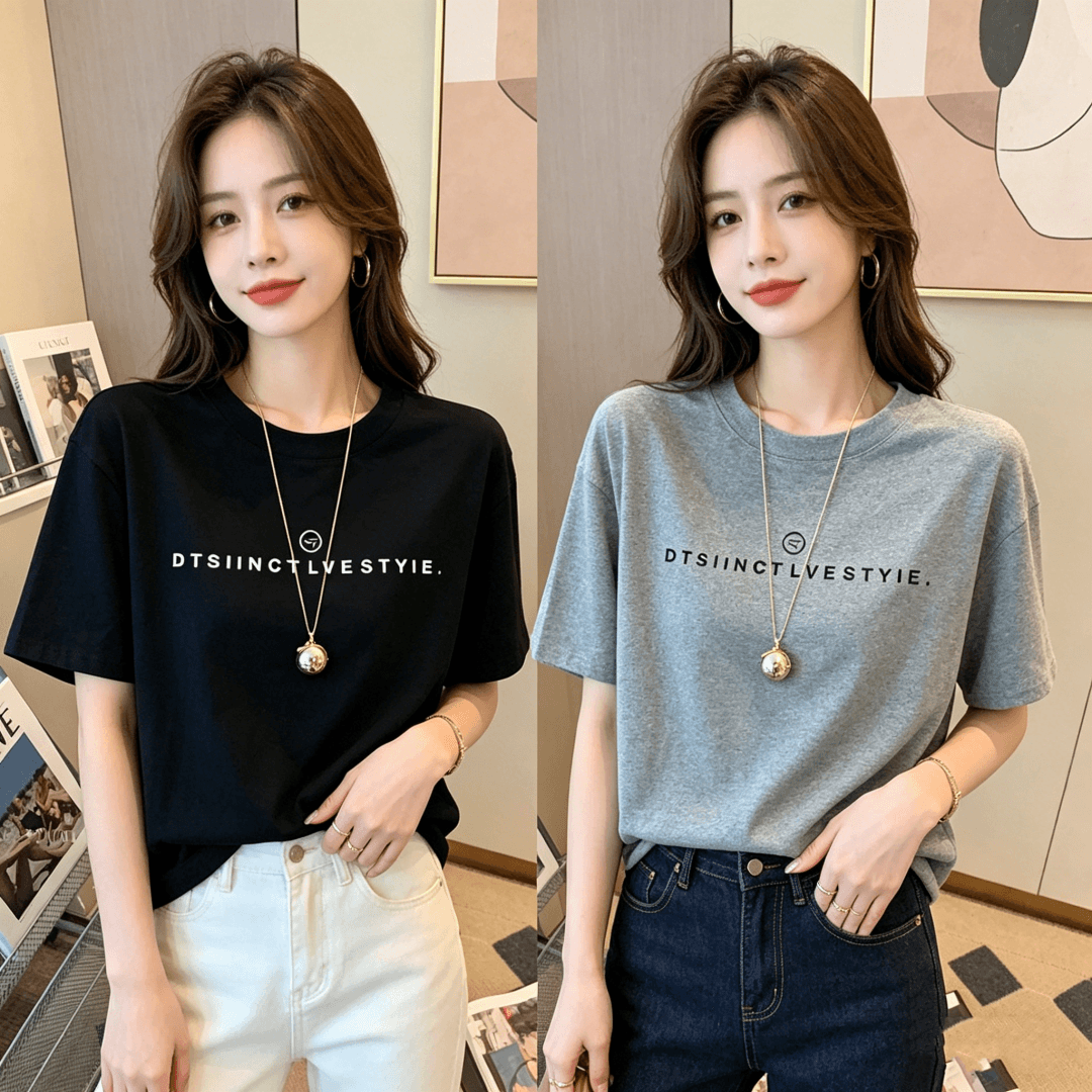 2026 새로운 긍정적 인 어깨 순면 연삭 털 반팔 티셔츠 여성 패션 다용도 연령 감소 슬림해 보이는 화이트 맨위 봄 여름 이미지 2