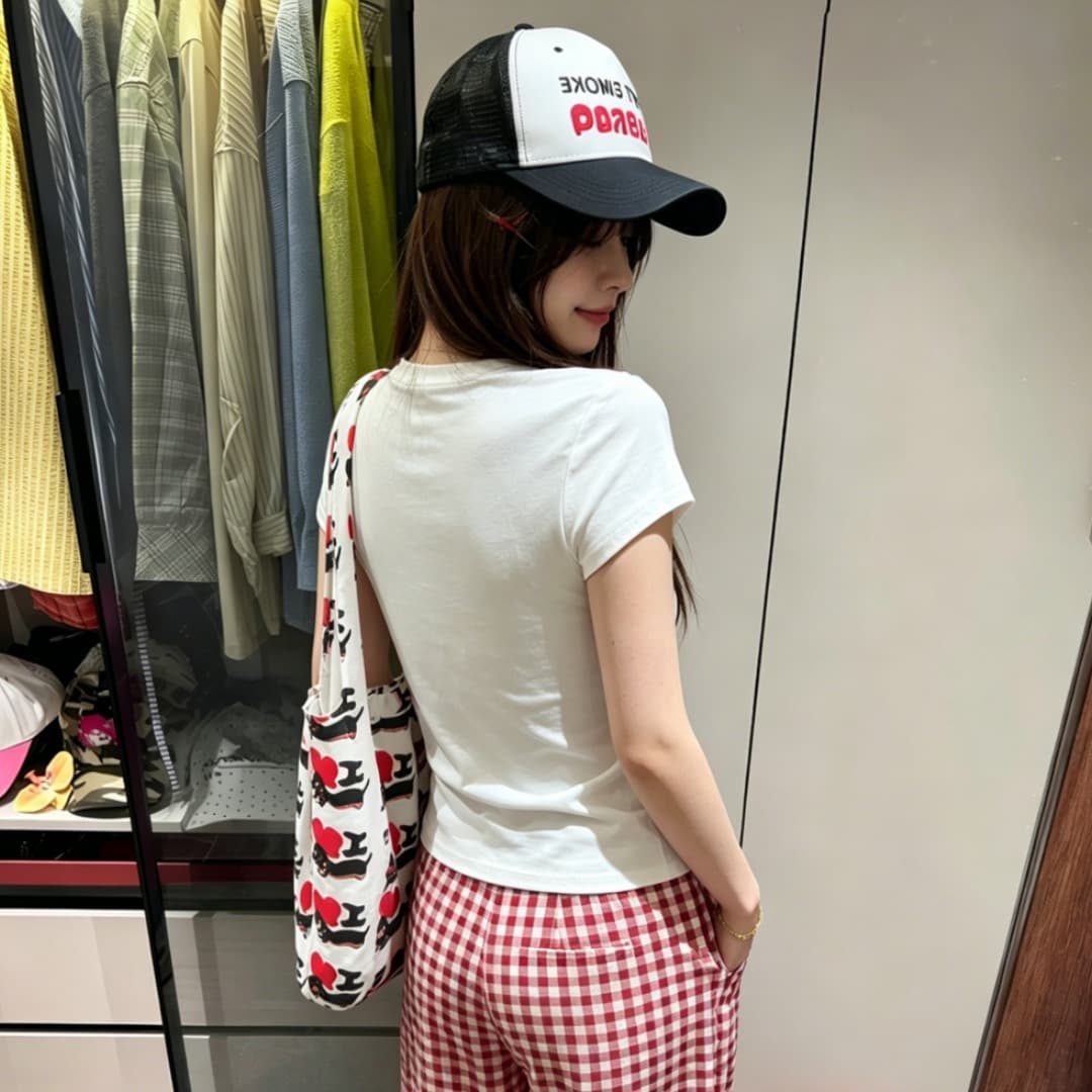 2026 새로운 40 230 크 95 면 5 암모니아 Lun 이후 패키지 칼라 긍정적 인 어깨 몸매 가꾸기 핫걸 반팔 알파벳 프린트 이미지 2