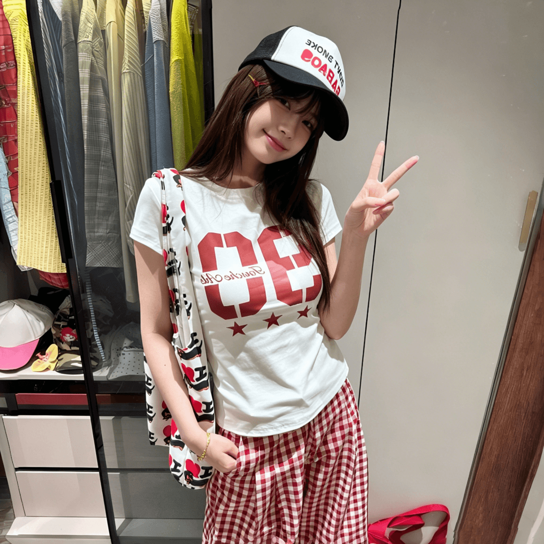 2026 새로운 40 230 크 95 면 5 암모니아 Lun 이후 패키지 칼라 긍정적 인 어깨 몸매 가꾸기 핫걸 반팔 알파벳 프린트 상세 이미지 6