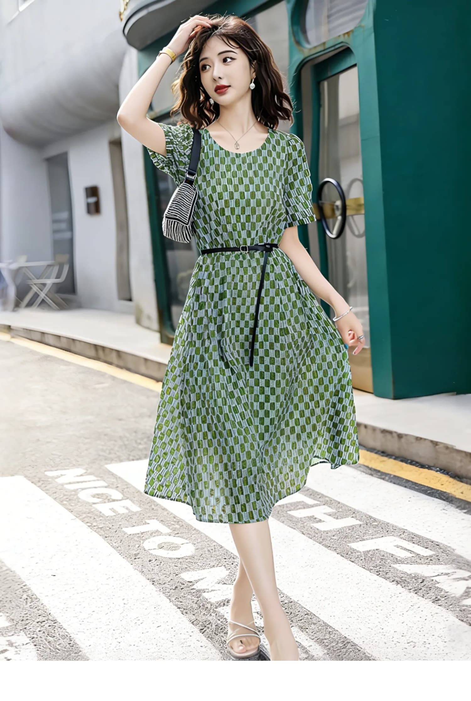 체크무늬 그는 벤 바람 홍콩 느낌 레트로 chic 치마 질감 고급 센스 품격 프랑스식 전원 바람 드레스 여름 상세 이미지 14