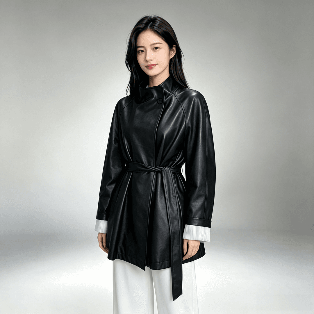 디자인 고급 센스 튀김 거리 레트로 정장 가죽 재킷 재킷 가을 레이스업 가죽 재킷 인터넷 유명인 맨위 도시 기능 바람