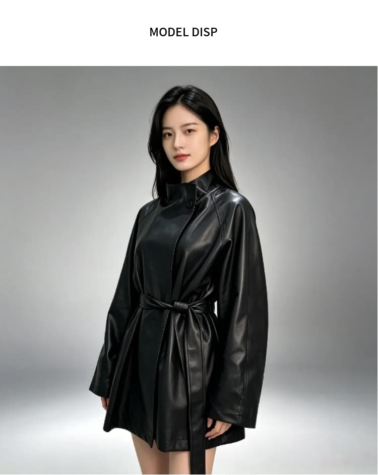 디자인 고급 센스 튀김 거리 레트로 정장 가죽 재킷 재킷 가을 레이스업 가죽 재킷 인터넷 유명인 맨위 도시 기능 바람 상세 이미지 4
