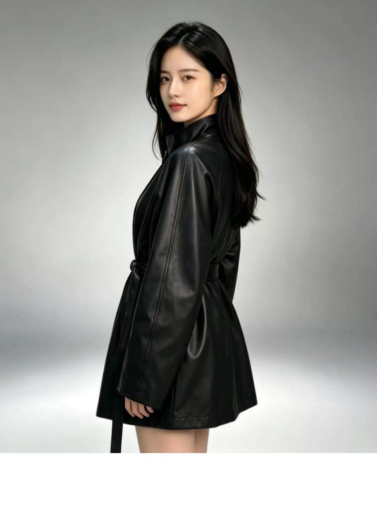 디자인 고급 센스 튀김 거리 레트로 정장 가죽 재킷 재킷 가을 레이스업 가죽 재킷 인터넷 유명인 맨위 도시 기능 바람 상세 이미지 7
