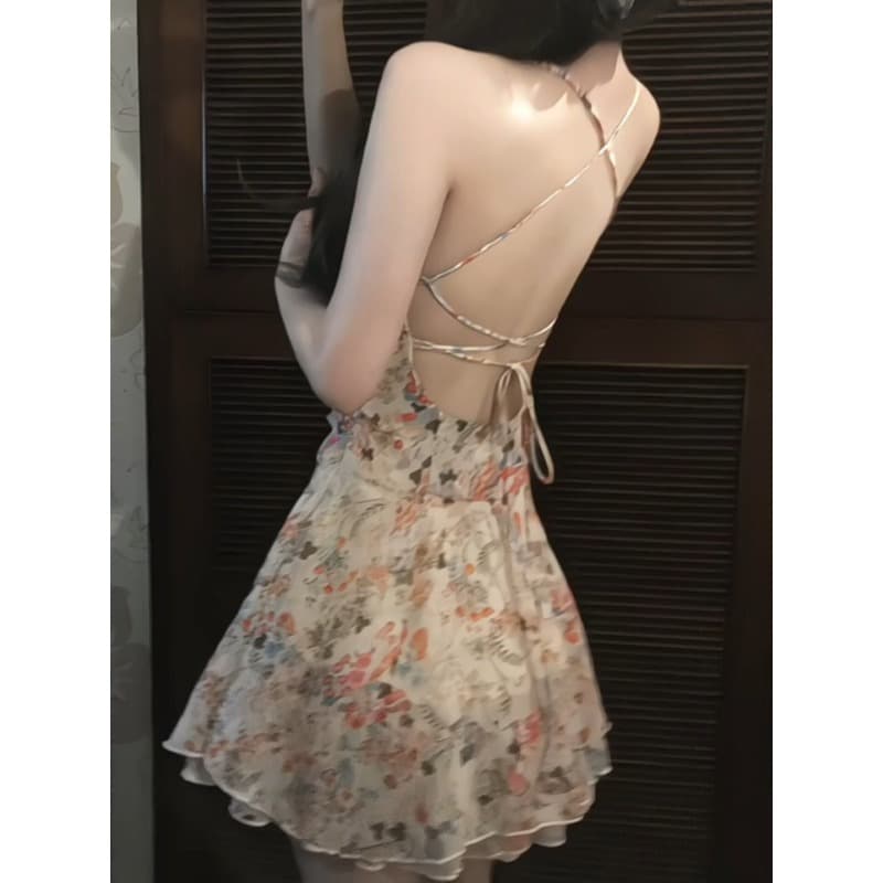 프랑스식 우아함 바람 오픈 가디건 슬림해 보이는 품격 꽃무늬 슬립 여성 드레스 투피스 슈트 2026 년 여름 새로운 이미지 6