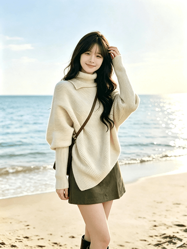가을 겨울 세트 여성 느긋한 캐주얼 스웨터 치마 착용 가져 가라. 소금 부서 빛 요리 한 투피스 세트 깊은 겨울 로드 중 코디 전체 집합 상세 이미지 1