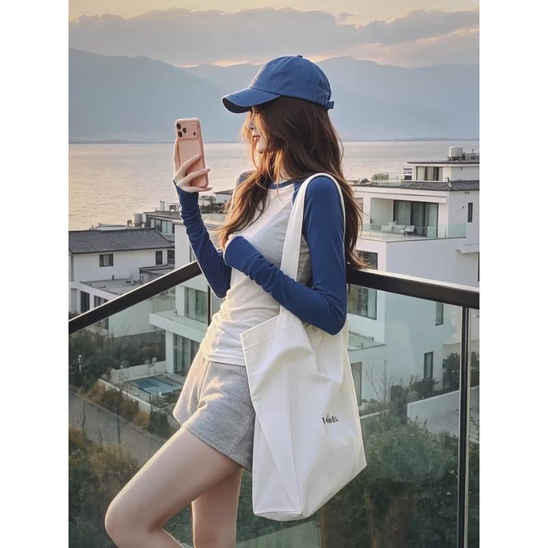한 부서 chic 긴팔 티셔츠 반바지 캐주얼 세트 여름 2026 새로운 작은 키 절묘한 착용 가져 가라. 전체 집합 상세 이미지 3