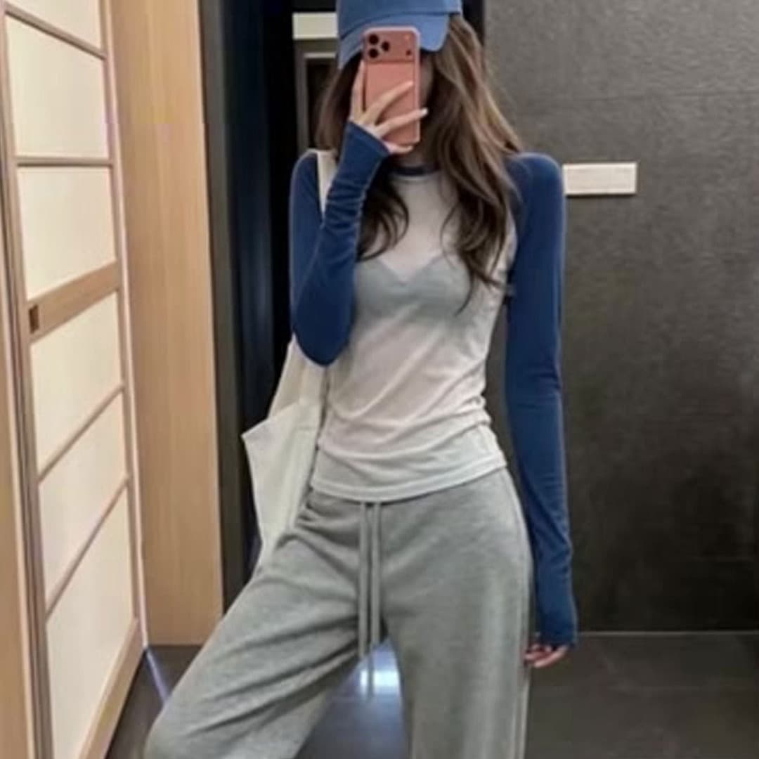 한 부서 chic 긴팔 티셔츠 반바지 캐주얼 세트 여름 2026 새로운 작은 키 절묘한 착용 가져 가라. 전체 집합 이미지 6
