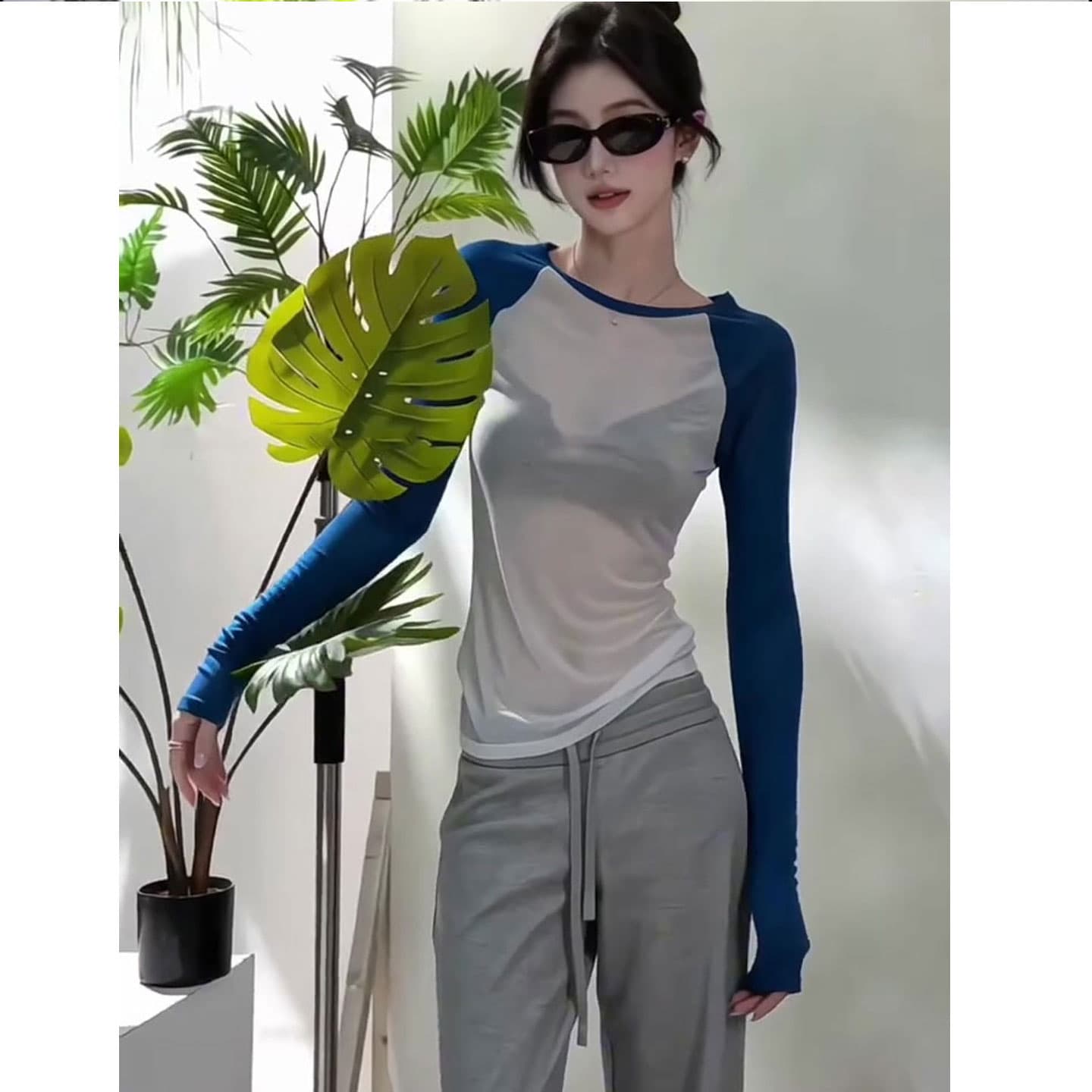 한 부서 chic 긴팔 티셔츠 반바지 캐주얼 세트 여름 2026 새로운 작은 키 절묘한 착용 가져 가라. 전체 집합 상세 이미지 7
