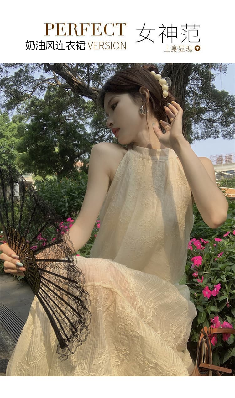 질량 재고 있음 2026 출산 착용 여름 드레스 오프숄더 루즈핏 드레스 중간 길이 치마 여름 캐주얼 레이스 상세 이미지 1