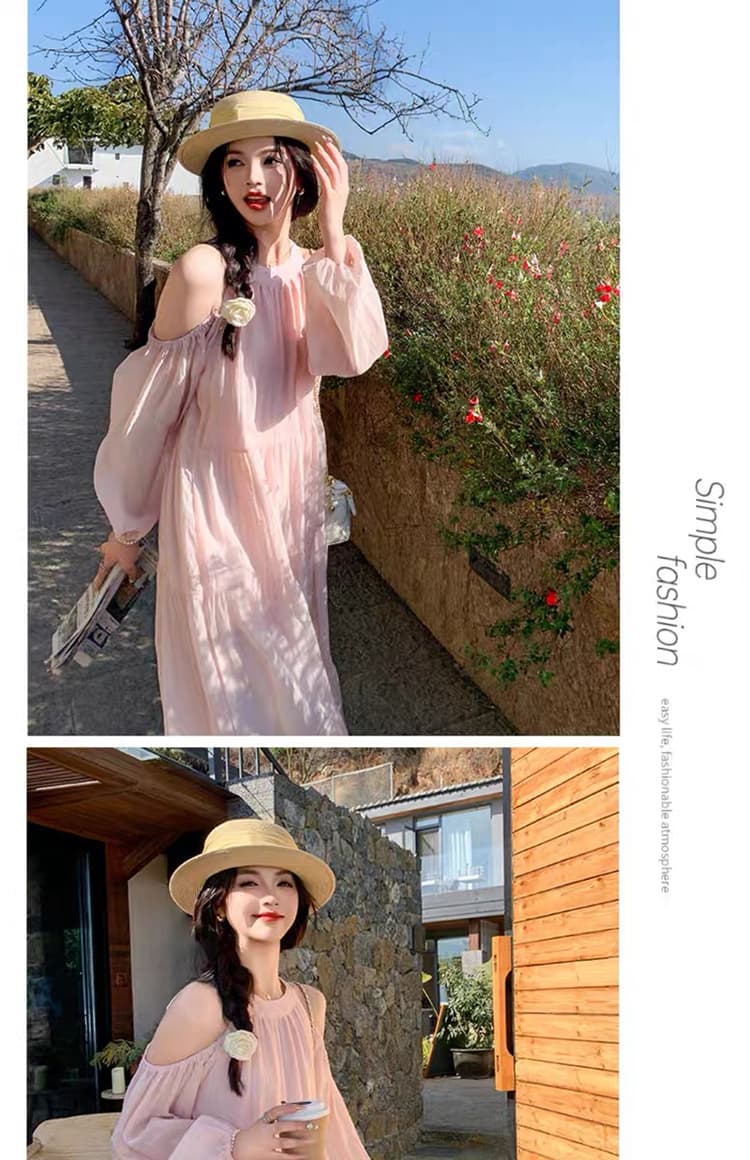 질량 재고 있음 2026 임산부 이른 가을 오프숄더 루즈핏 드레스 중간 길이 치마 봄 가을 인형 치마 상세 이미지 16