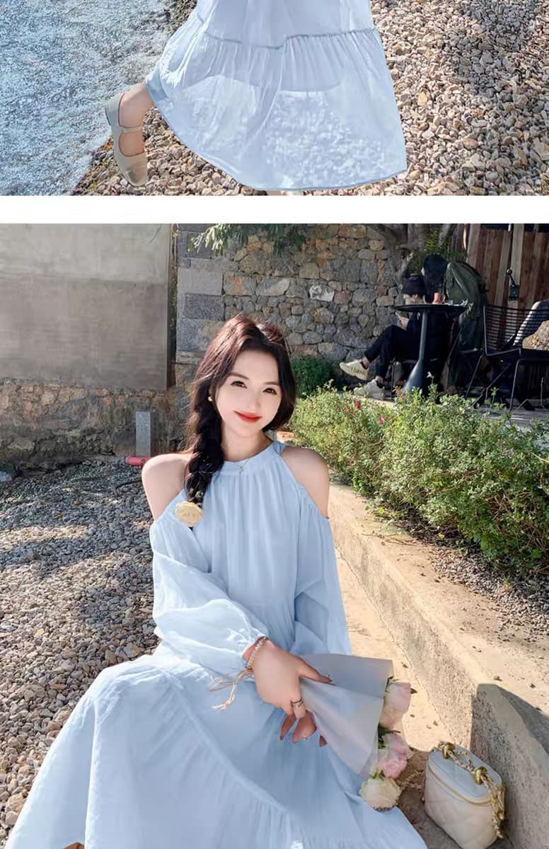 질량 재고 있음 2026 임산부 이른 가을 오프숄더 루즈핏 드레스 중간 길이 치마 봄 가을 인형 치마 상세 이미지 24