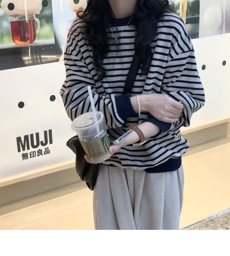 질량 선물 물품 2026 임산부 봄 가을 세트 스트라이프 후드티 복부 지지 토끼 울 바지 봄과 가을 투피스 세트 상세 이미지 20
