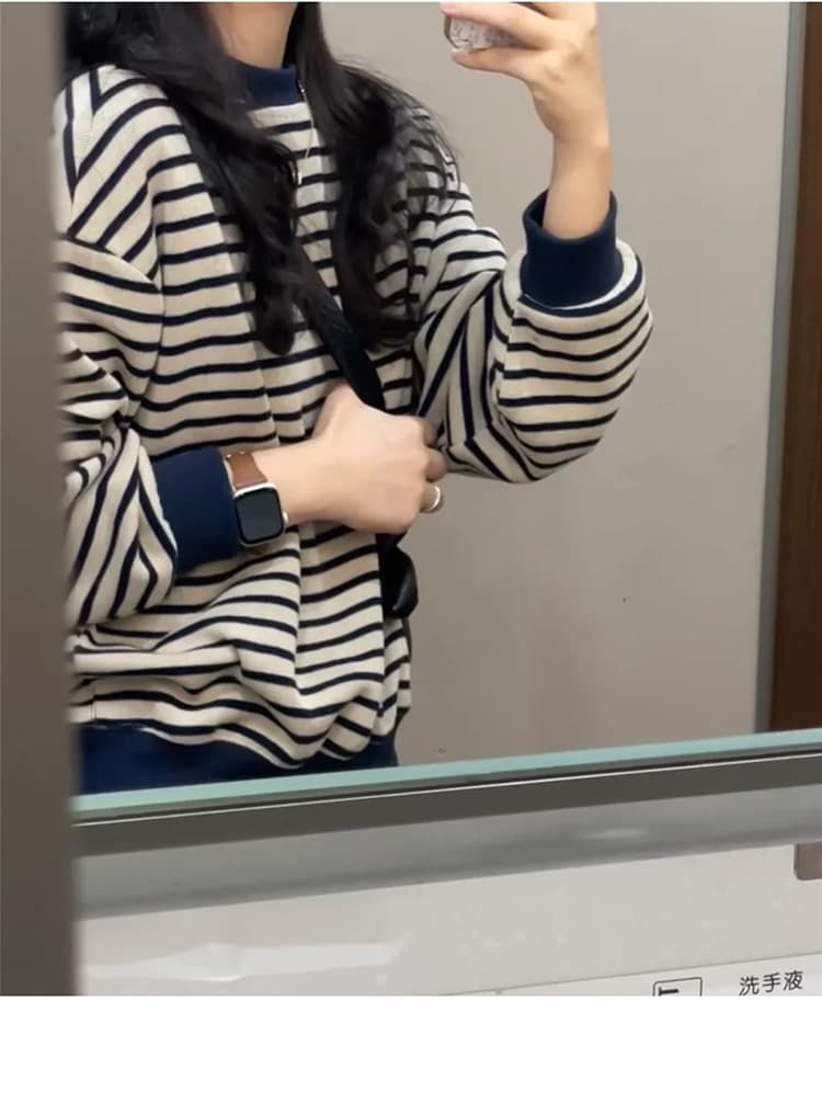 질량 선물 물품 2026 임산부 봄 가을 세트 스트라이프 후드티 복부 지지 토끼 울 바지 봄과 가을 투피스 세트 상세 이미지 24