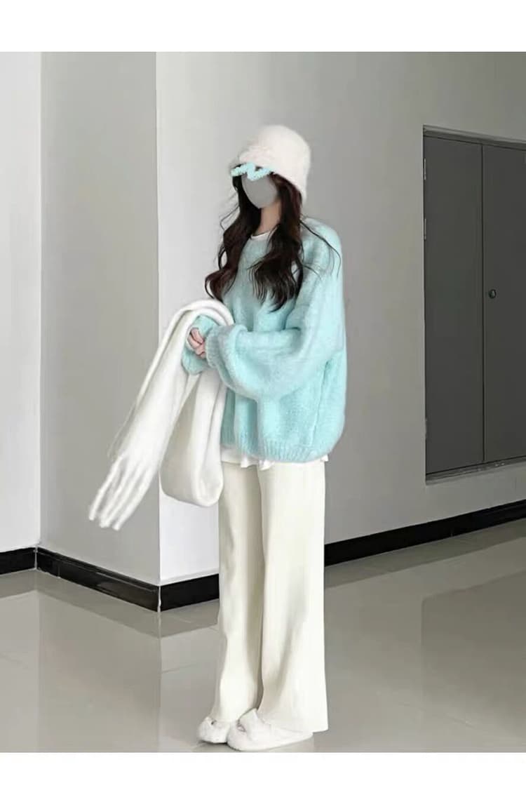 질량 선물 물품 2026 임산부 봄 가을 세트 수달 스웨터 와이드 레그 팬츠 봄과 가을 투피스 세트 가을 겨울 상세 이미지 16