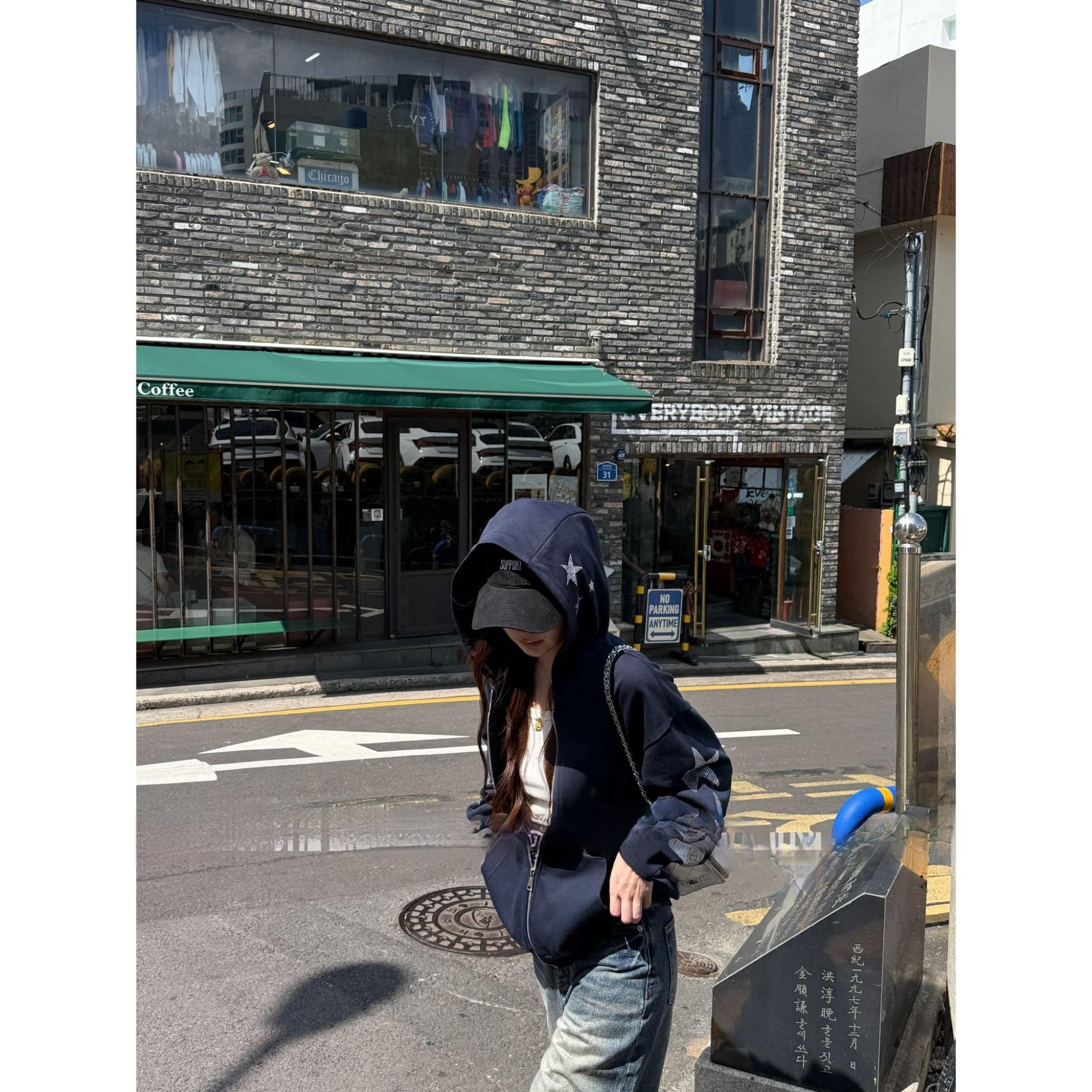 liuyiidol 후드티 가을 아메리칸 별 핫픽스 후드 티 스웨터 재킷 67297 상세 이미지 6